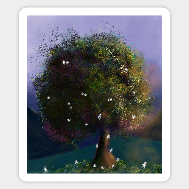 Fantastic Tree with Kodama spirit Sticker by HandLu